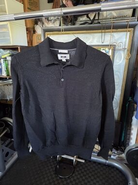 Joseph Black Merino Wool Henley Polo